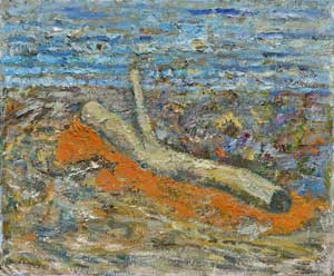 Log on Beach, o/c 20"x24" 2013